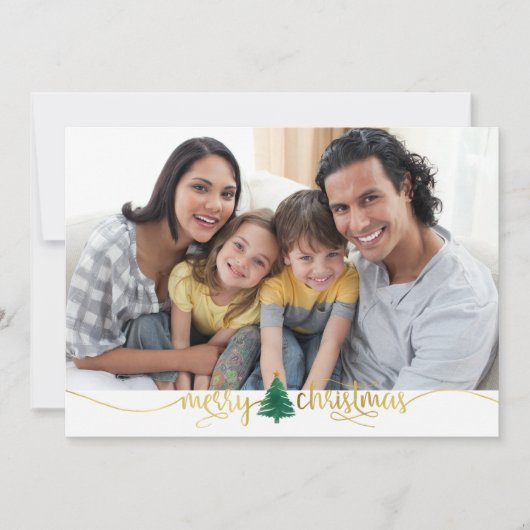 金ゴールドのメリークリスマス、2写真は上敷の背部を曇らしました シーズンカード (正面)