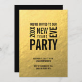 金ゴールドのモダンな大晦日のパーティーの招待 招待状 (正面/裏面)