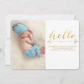 金ゴールドのモダンな誕生の発表のフォトカード 案内状 (正面)