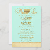 金ゴールドのモダンの結婚式招待状があるエレガントなミント 招待状 (正面)