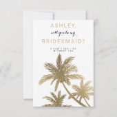 金ゴールドのモダンヤシの木の熱帯性の花嫁 招待状 (正面)