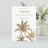 金ゴールドのモダンヤシの木の熱帯性の花嫁 招待状 (スタンド正面)