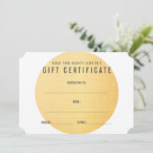 金ゴールドのモダン質感ギフト証明書 (スタンド正面)