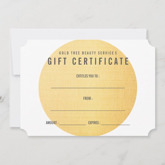 金ゴールドのモダン質感ギフト証明書 (正面)