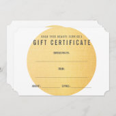 金ゴールドのモダン質感ギフト証明書 (正面/裏面)