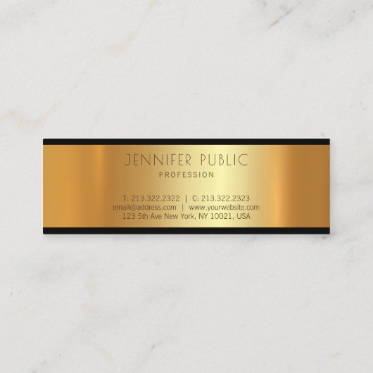 金ゴールドのモダン魅力的なトレンドの魅力の草原 スキニー名刺 (裏面)