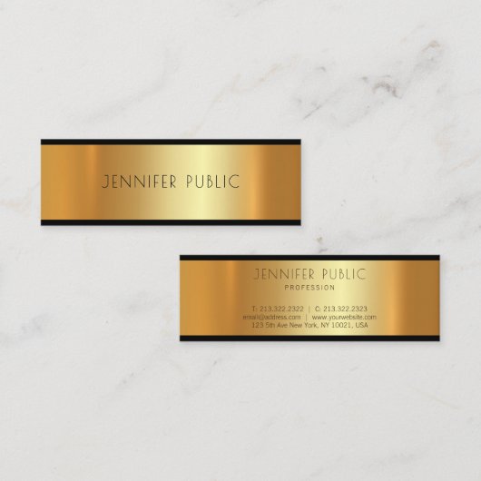 金ゴールドのモダン魅力的なトレンドの魅力の草原 スキニー名刺 (正面/裏面)