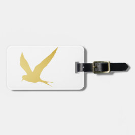 金ゴールドのモダン、シンプルで及び美しい手描きの鳥 ラゲッジタグ