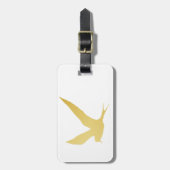 金ゴールドのモダン、シンプルで及び美しい手描きの鳥 ラゲッジタグ (正面縦)