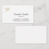 金ゴールドのモノグラムの書道の粋でシックで白い平野 名刺 (正面/裏面)