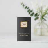 金ゴールドのモノグラムの王室ので黒い名刺 名刺 (スタンド正面)