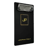 金ゴールドのモノグラムの黒のテンプレートのエレガントでモダンな上品 ミニクリップボード (アングル)