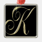 金ゴールドのモノグラムKのイニシャル メタルオーナメント (正面)
