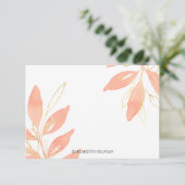 金ゴールドのモモの花のパーソナライズな文房具 サンキューカード (スタンド正面)