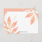 金ゴールドのモモの花のパーソナライズな文房具 サンキューカード (正面/裏面)