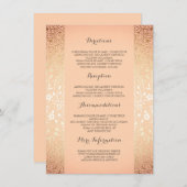 金ゴールドのモモの花の結婚式の詳細-情報 エンクロージャーカード (正面/裏面)