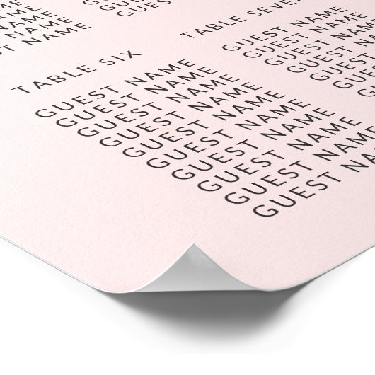 金ゴールドのヤシの木の正面淡い色のピンクのシーティングチャート ポスター (角)