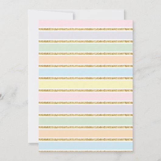 金ゴールドのユニコーンのタイムカプセルのピンクのバラメッセージカード 招待状 (裏面)