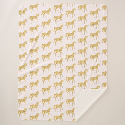 金ゴールドのユニコーン シェルパブランケット (正面)