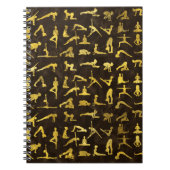 金ゴールドのヨガAsanas/姿勢パターン ノートブック (正面)