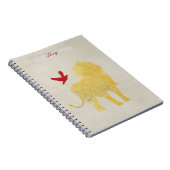 金ゴールドのライオンのシルエットのパーソナライズなノート ノートブック (右側)