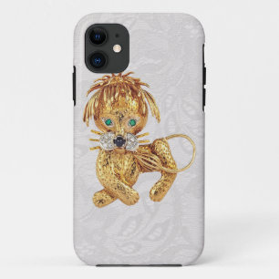 金ゴールドのライオンの宝石の写真のペイズリーのレースのiPhone 5の場合 iPhone 11 ケース