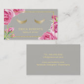 金ゴールドのラッシュメイクアップアーティストエレガントフローラサロン 名刺 (正面/裏面)