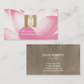 金ゴールドのラベルのエレガントな花柄を計画するイベント 名刺 (正面/裏面)