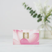 金ゴールドのラベルのエレガントな花柄を計画するイベント 名刺 (スタンド正面)