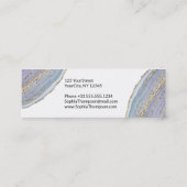 金ゴールドのラベンダーのGeodeのモダンな瑪瑙-名刺 スキニー名刺 (裏面)