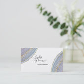 金ゴールドのラベンダーのGeodeのモダンな瑪瑙-名刺 名刺 (スタンド正面)