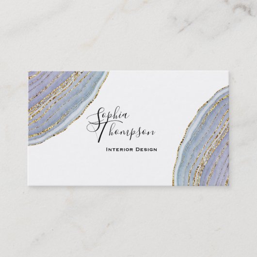 金ゴールドのラベンダーのGeodeのモダンな瑪瑙-名刺 名刺 (正面)