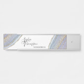 金ゴールドのラベンダーのGeodeのモダンな瑪瑙-名札 サインプレート (正面)