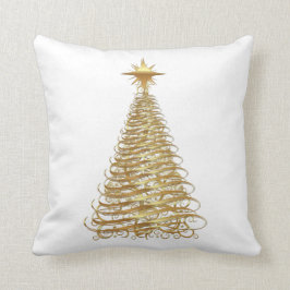金ゴールドのリボンのクリスマスツリー クッション