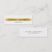 金ゴールドのリボンの旗学生の卒業の名刺 コーリングカード (正面/裏面)