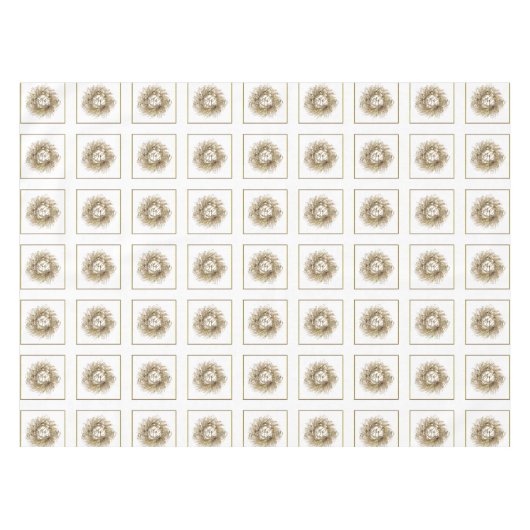 金ゴールドのリースのメリークリスマスのテーブルクロス テーブルクロス (正面(横))