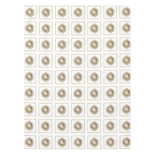 金ゴールドのリースのメリークリスマスのテーブルクロス テーブルクロス (正面)