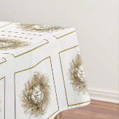 金ゴールドのリースのメリークリスマスのテーブルクロス テーブルクロス (インサイチュ)