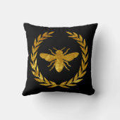 金ゴールドのリース及び蜂は個人化なります クッション (裏面)