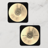 金ゴールドのレコードディスクdjの生産 スクエア名刺 (正面/裏面)