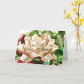 金ゴールドのレーザー光線写真弓挨拶状 カード (黄色い花)