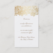 金ゴールドのレースのエレガントなヴィンテージの白 名刺 (裏面)