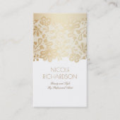 金ゴールドのレースのエレガントなヴィンテージの白 名刺 (正面)