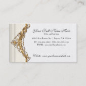 金ゴールドのレースのサテンのフォーマルでエレガントな結婚式ビジネス 名刺 (裏面)