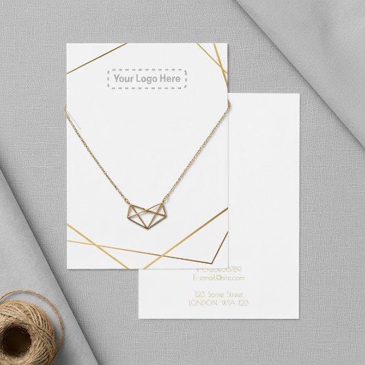 金ゴールドのロゴのネックレスまたはブレスレットディスプレイカード