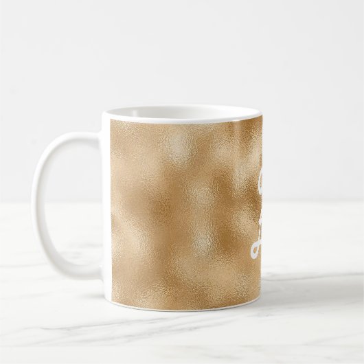 金ゴールドのロゴ コーヒーマグカップ (左)
