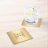 金ゴールドのロゴ スクエアペーパーコースター (インサイチュ)