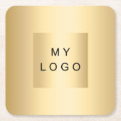 金ゴールドのロゴ スクエアペーパーコースター (正面)