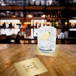 金ゴールドのロゴ スクエアペーパーコースター