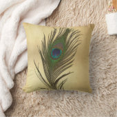 金ゴールドのヴィンテージの一見の孔雀の羽 クッション (ブランケット)